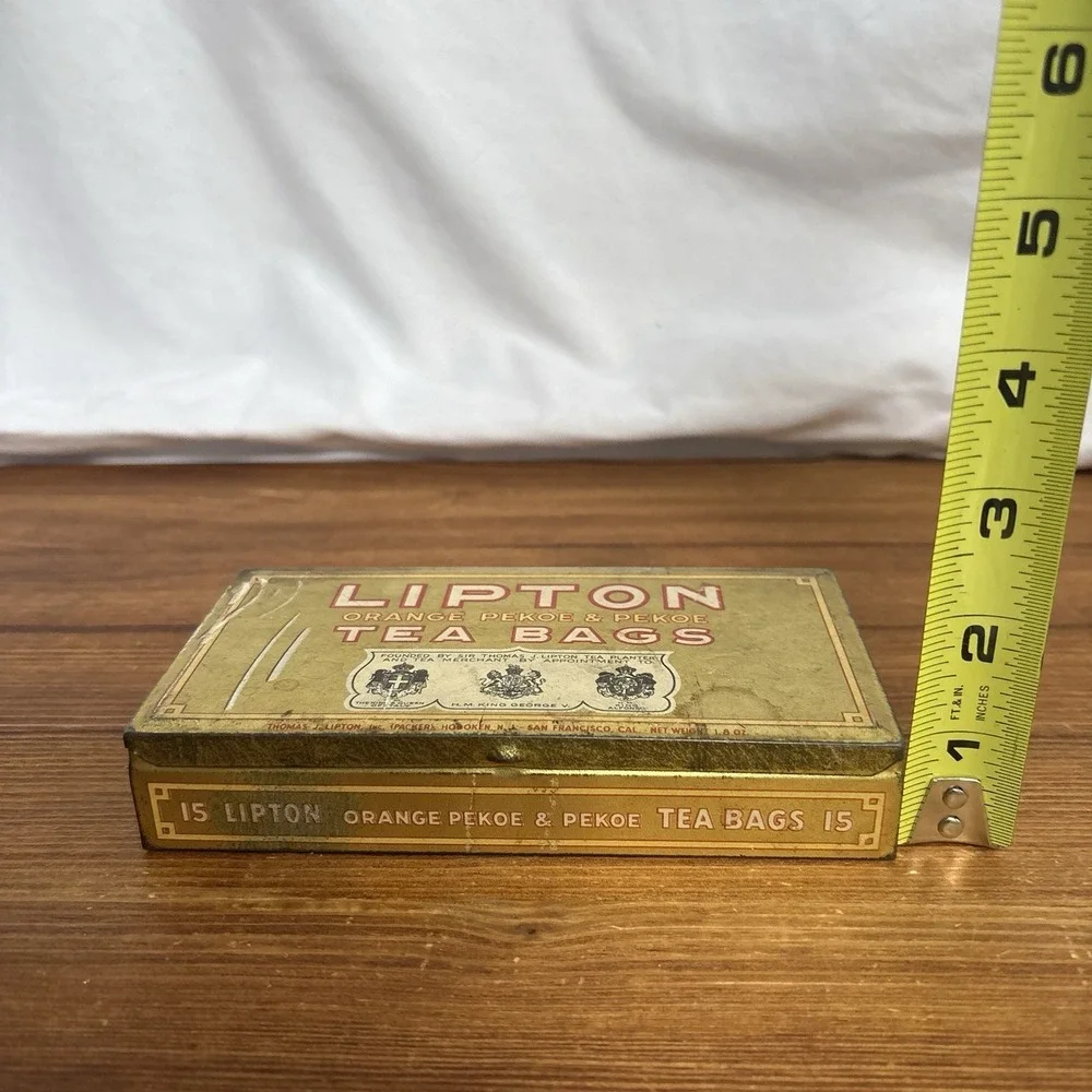 Vintage Lipton Orange Pekoe & Pekoe Tea Bags 15 Count Tin Empty Advertising Box